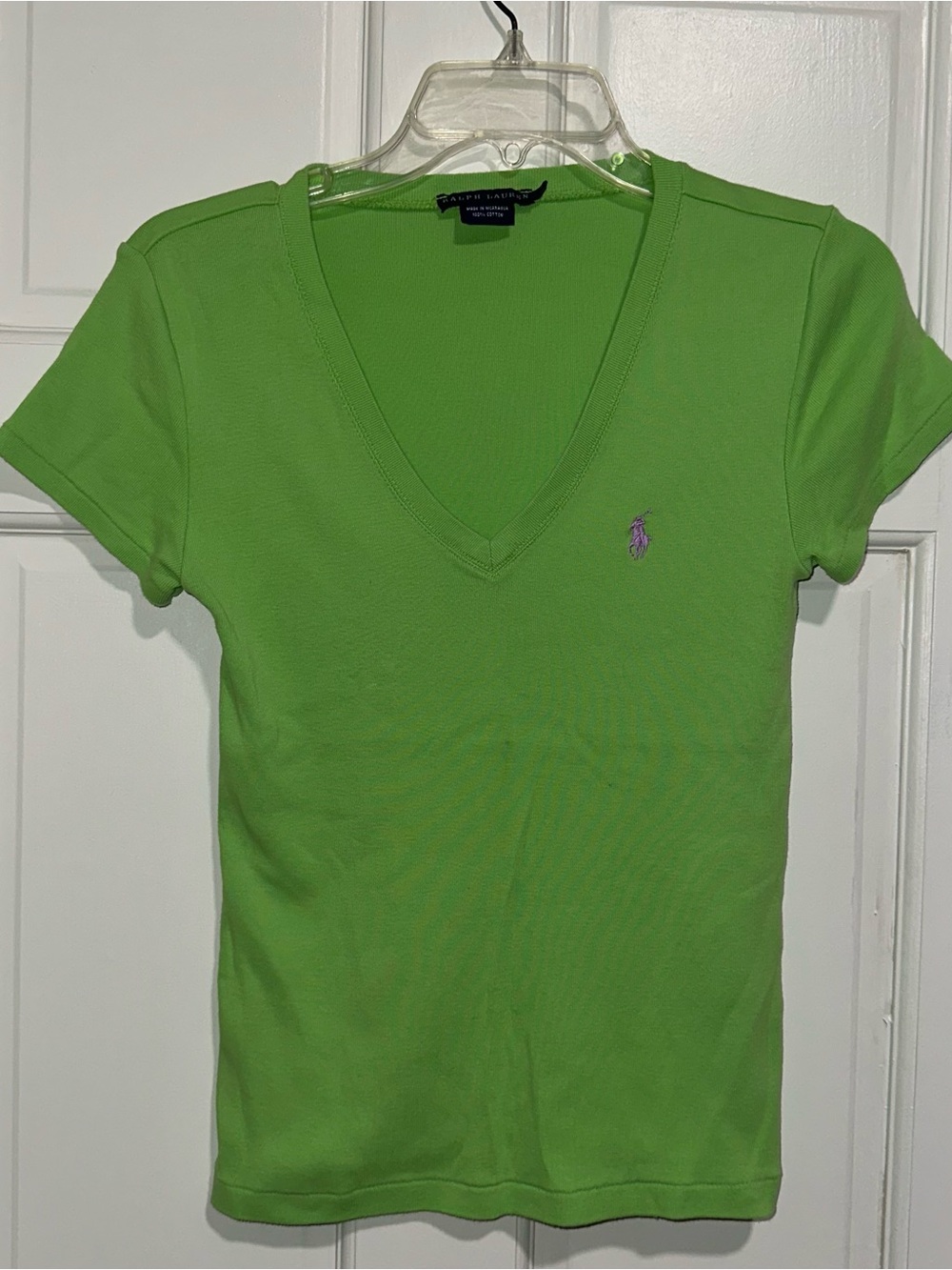 Ralph Lauren Lime Green V-Neck Polo Tee